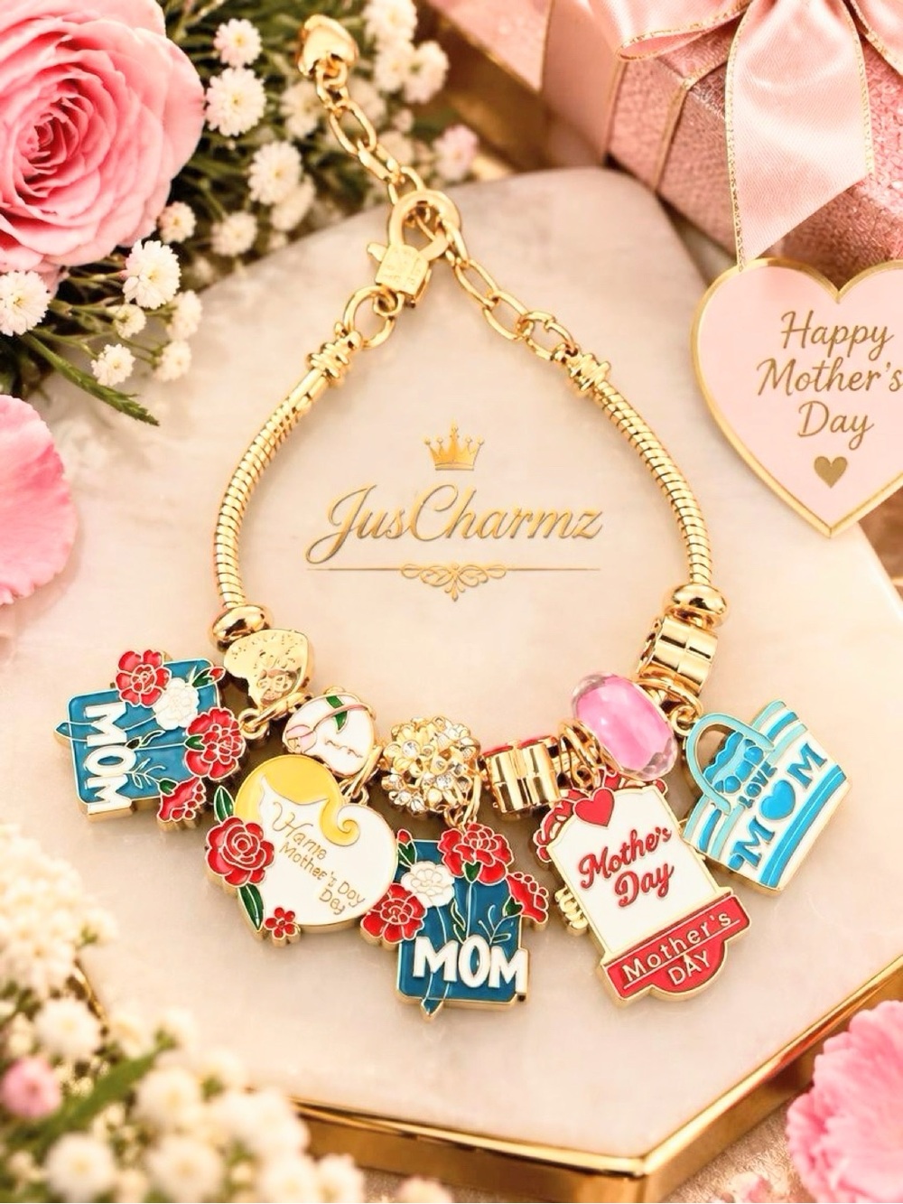 🌸 Mom Charm Bracelet | Mother's Day Gift | Mom Jewelry